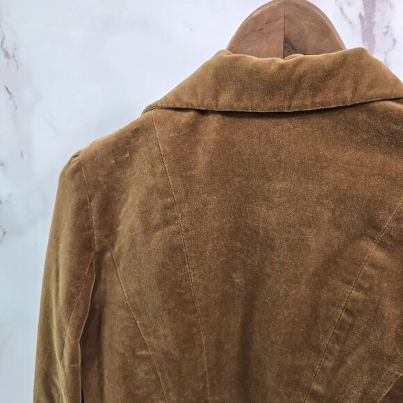 Gap Blazer Womens Small 4 Brown Velvet Vintage Jacket Pleated Stretch Cognac Y2K - Picture 6 of 10